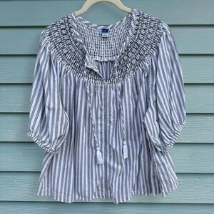 Old Navy Black and White Striped Blouse
